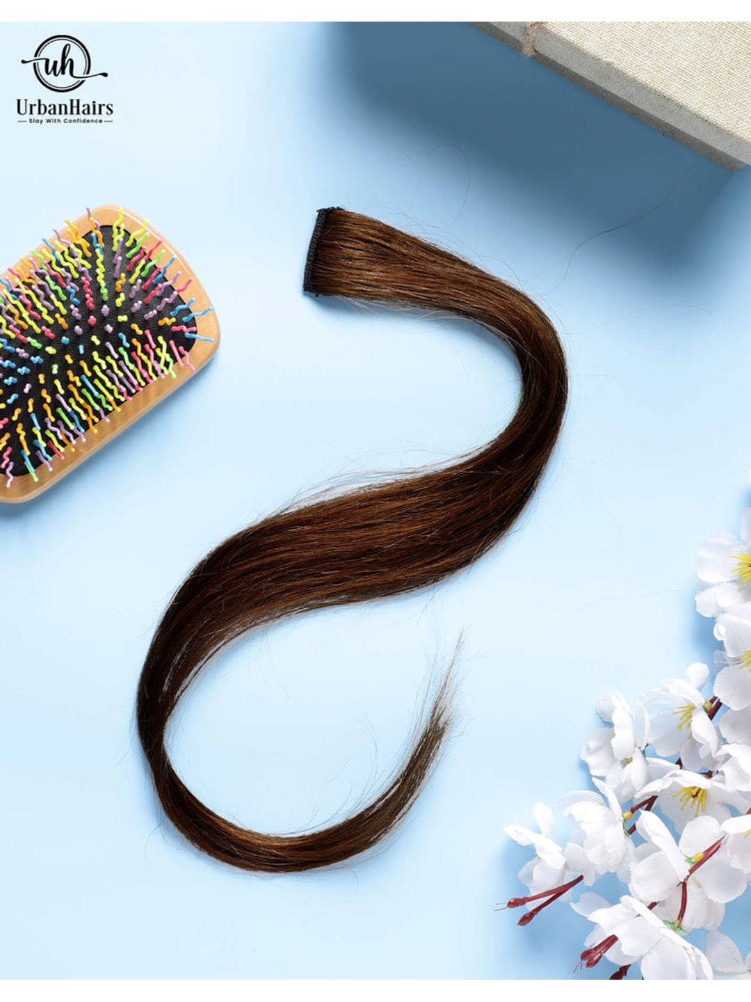 NATURAL BROWN CLIP IN HAIR STREAKS  (100% HUMAN HAIR EXTENSIONS)