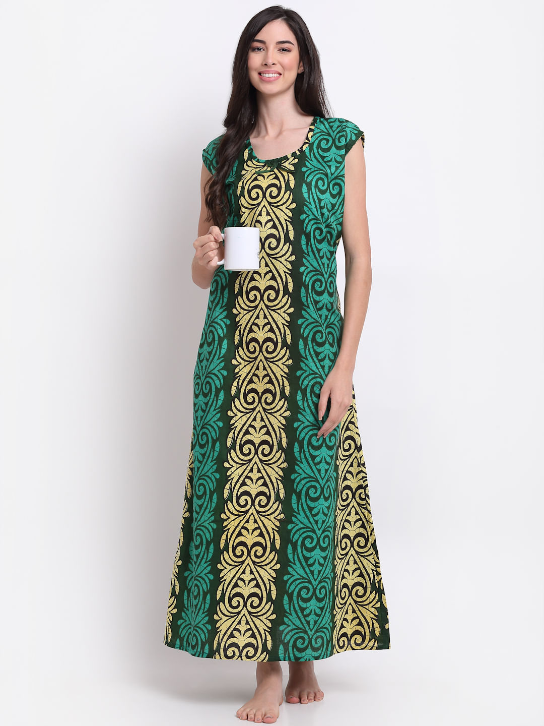 Order Jaipuri Floral Printed Gown Style Nighty Online From New Saj  Ghar,Kolkata