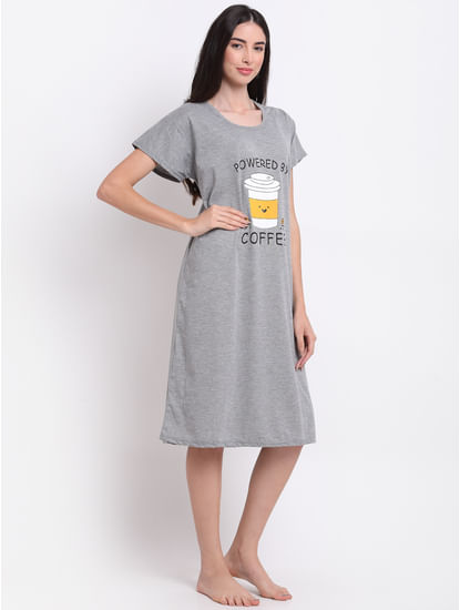Secret Wish Women's Grey Hosiery Short Nightdress