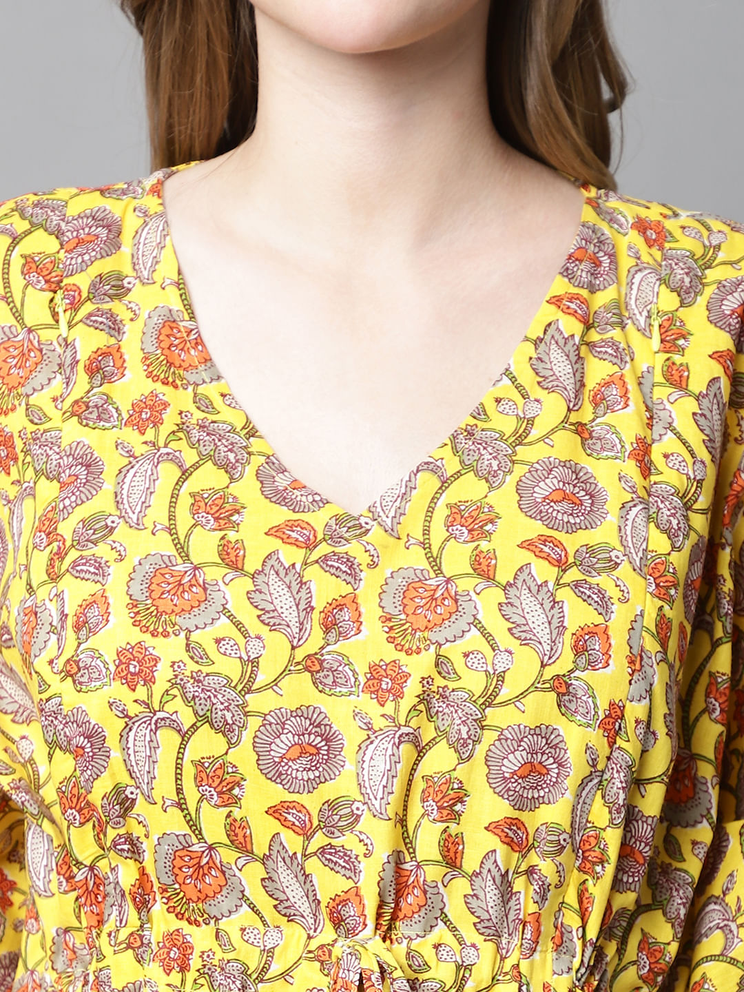 Yellow & Red Floral Maternity Kaftan