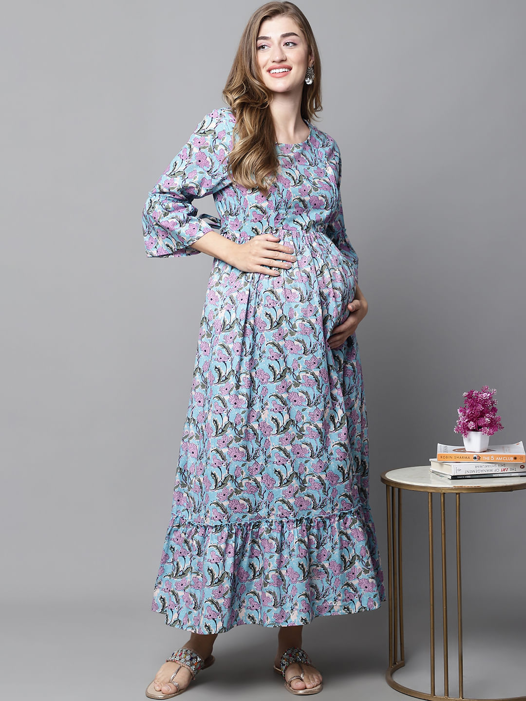 Purple Floral Maternity dress