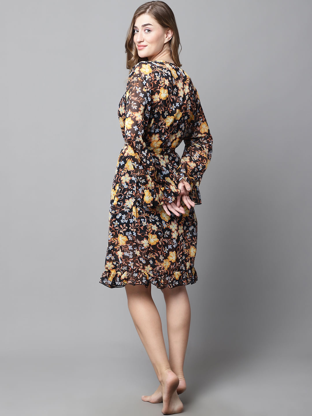 Black & Yellow Floral Cover Up Shrug