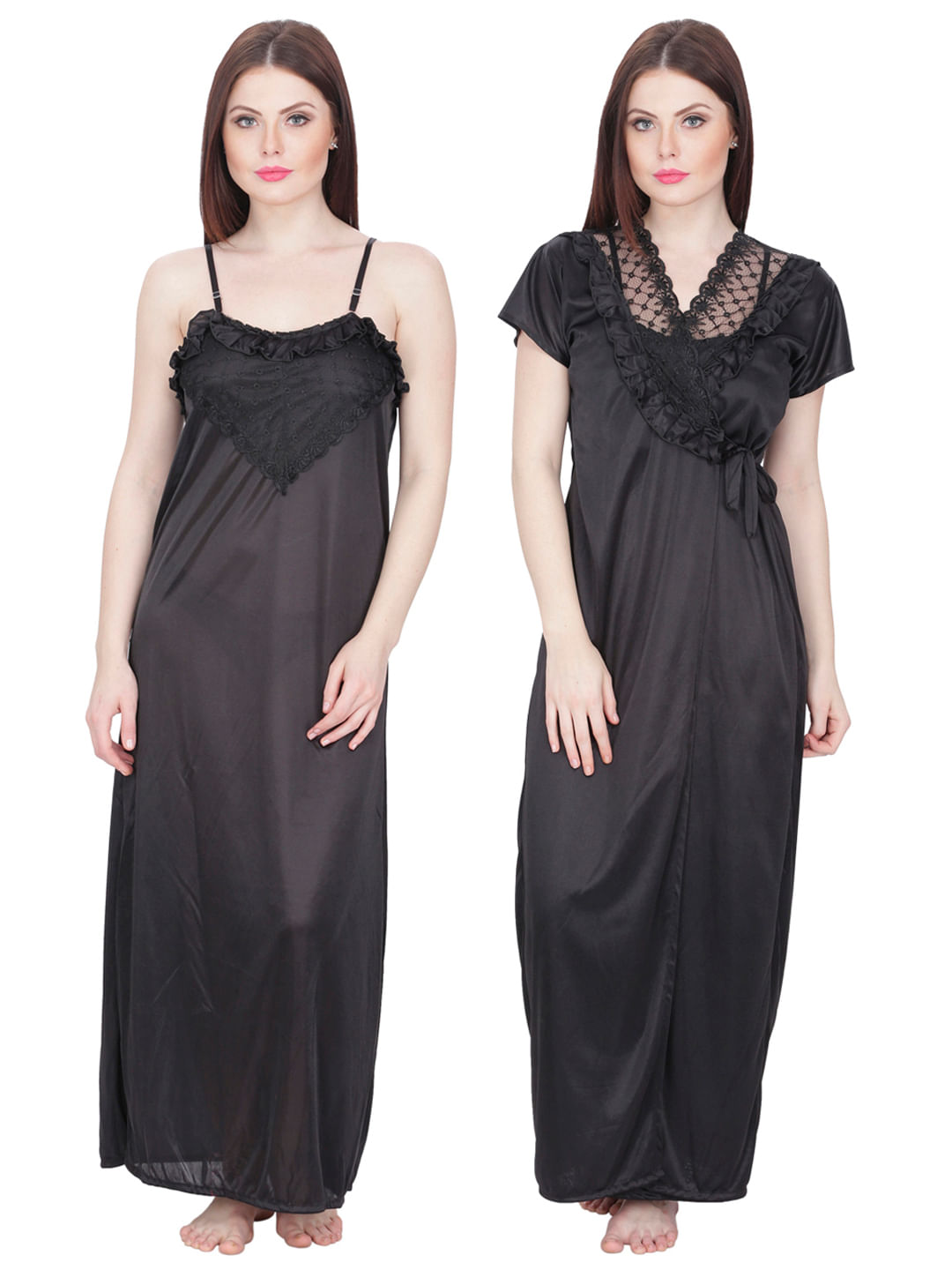 Black Maxi Nightdress with Robe