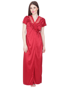 Red Maxi Nightdress with Robe