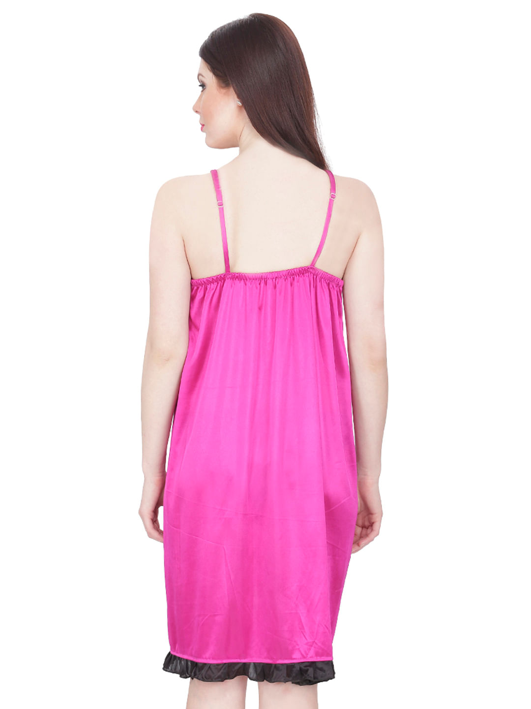 Satin Babydoll Dress (Pink, Free Size)