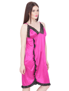 Satin Babydoll Dress (Pink, Free Size)