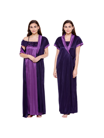 Nokiwiqis with Chest Pads Ladies Silk Satin Night Dress Sleeveless