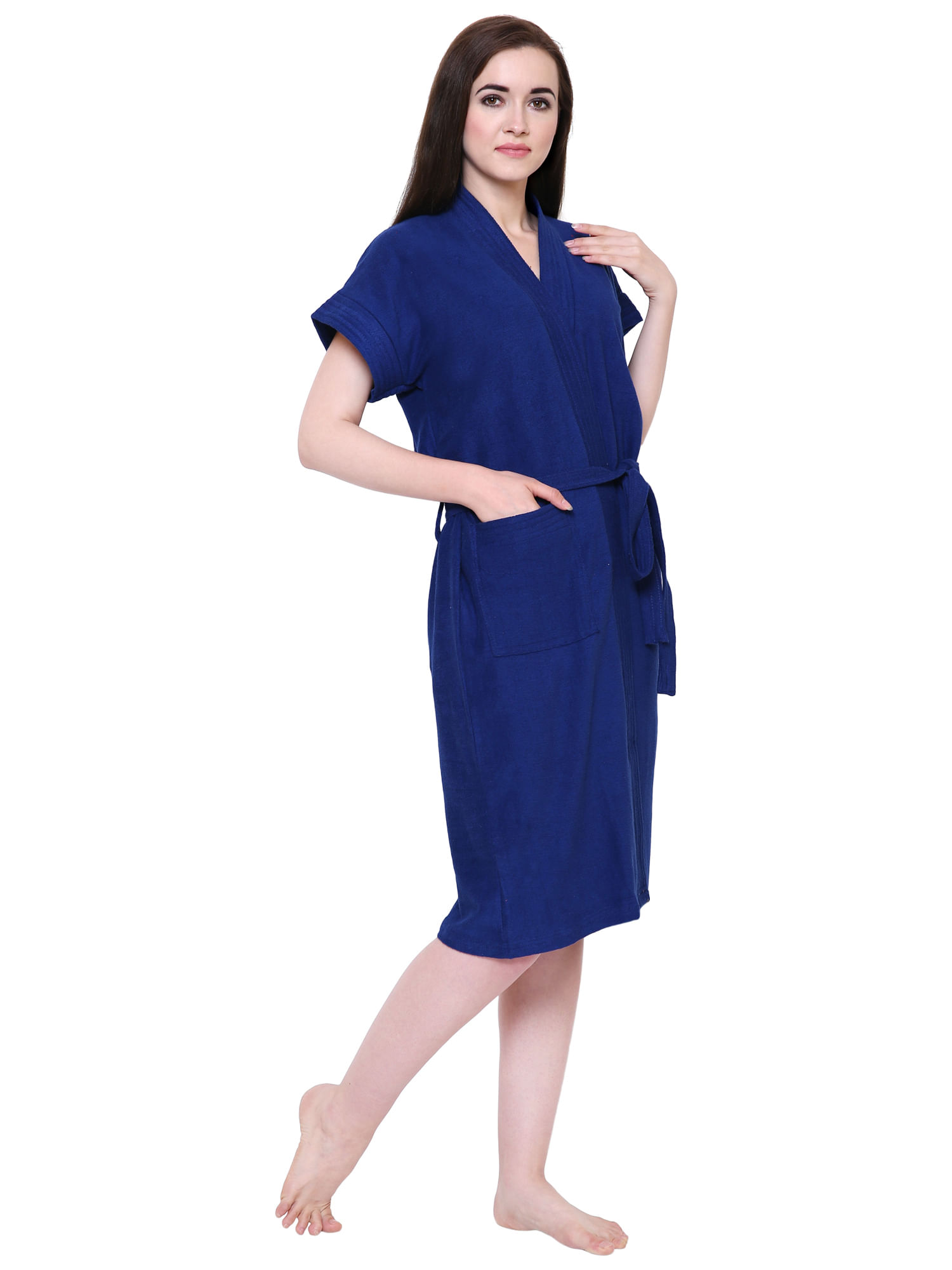 Buy Navy Blue Solid 100 Cotton Unisex Bathrobe With Slippers L By  Rangoli at 56 OFF by RANGOLI  Pepperfry