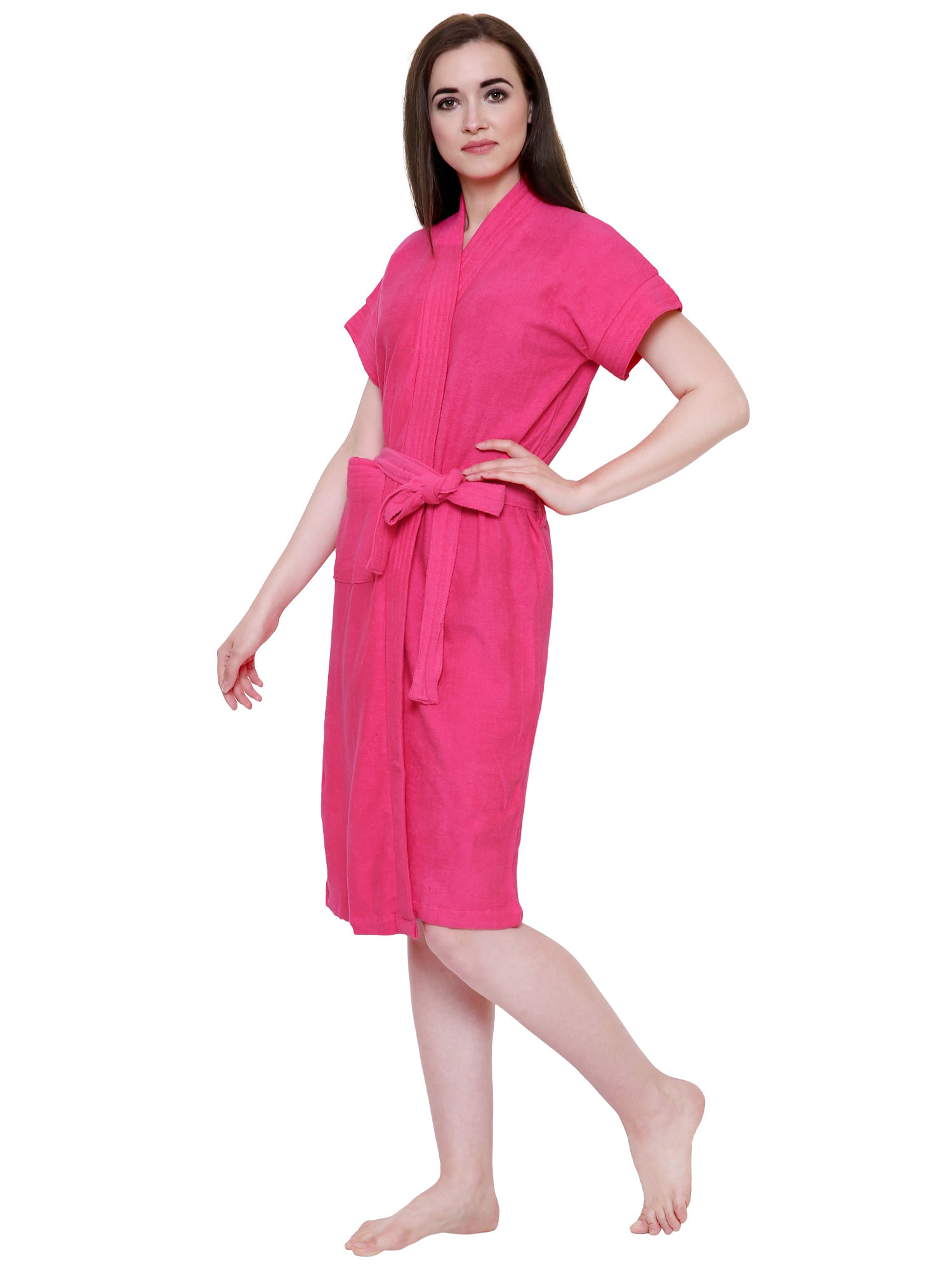 Pink discount towelling bathrobe