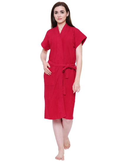 Secret Wish Women's Red Towel Bathrobe 