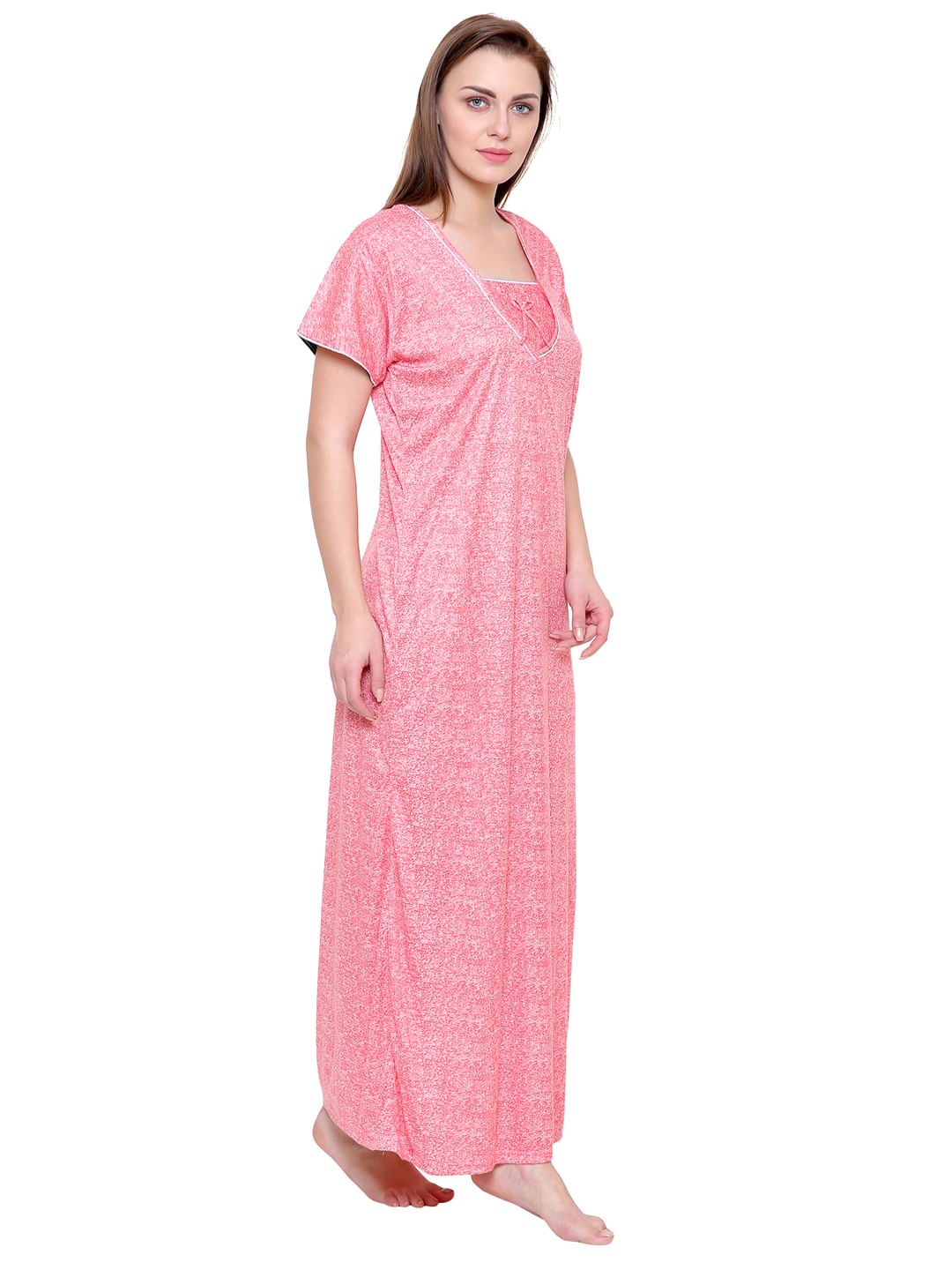 Pink Hosiery Printed Nightdress