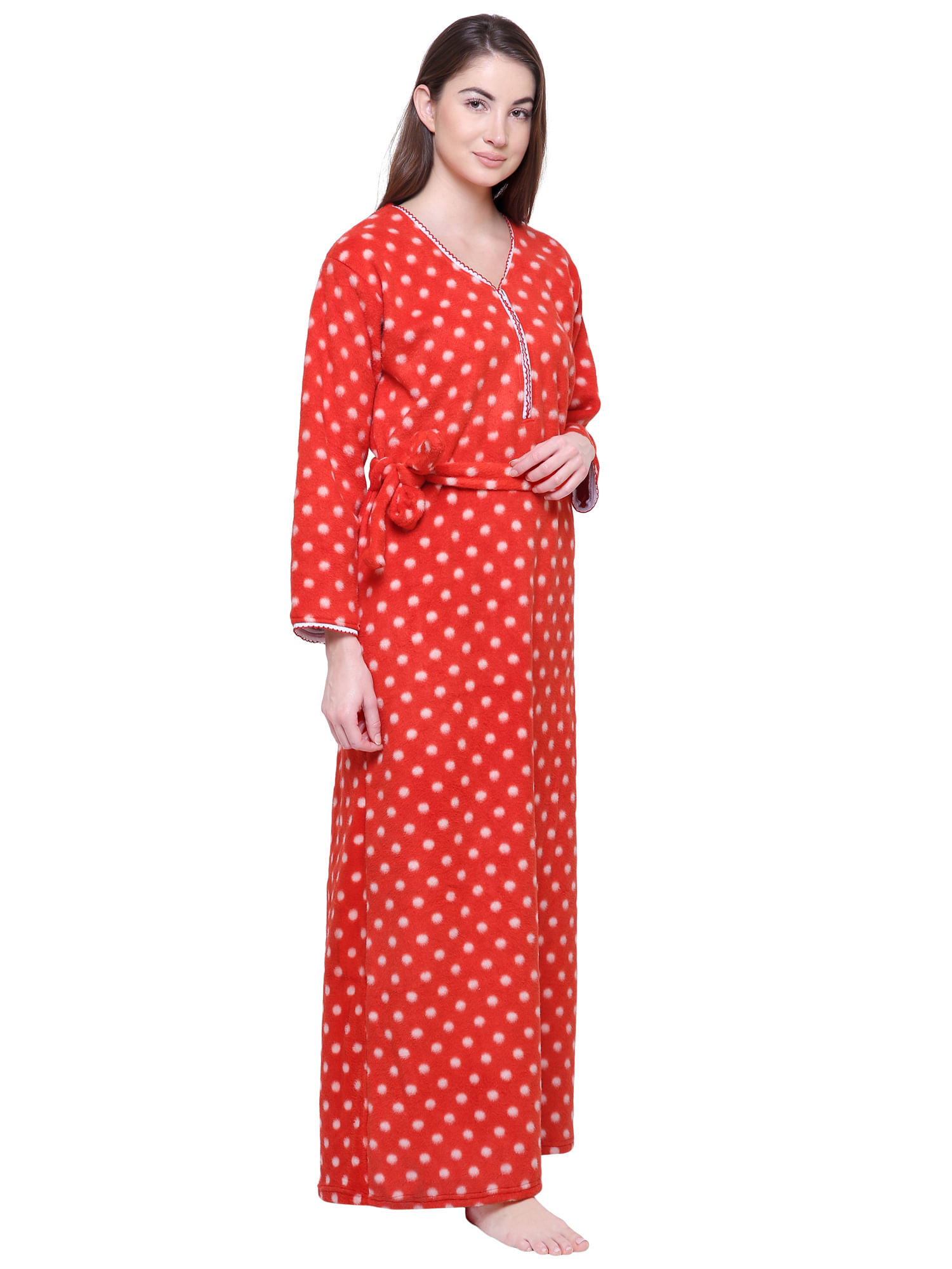 Buy WILDSELF Winter Cots Wool Checkered Collar Styled Night Gown (Size: L)  Online at Best Prices in India - JioMart.