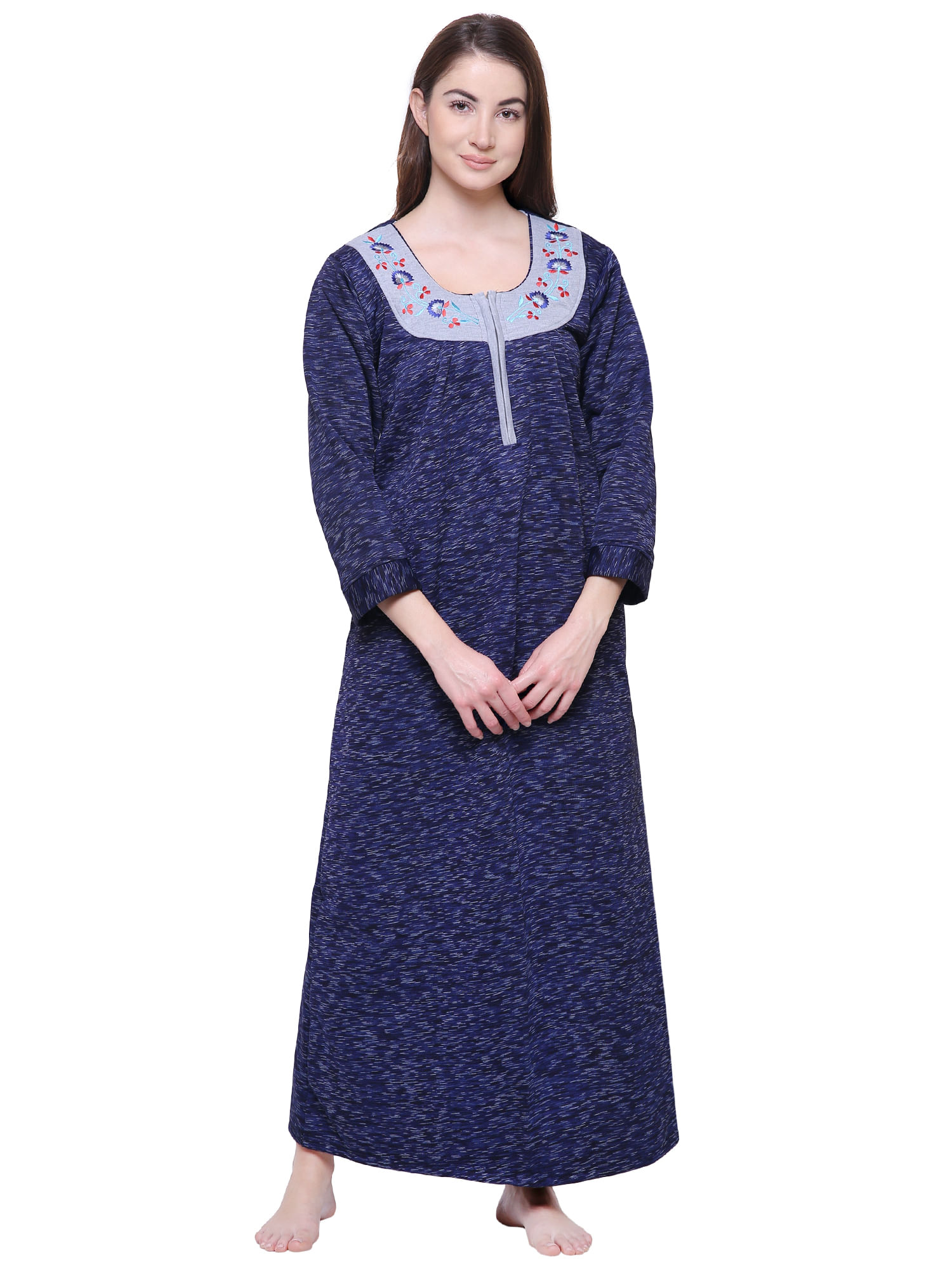 Buy Varsha Women's Woolen Winter Full Sleeve Embroidered Nighty/Maxi/Night  Gown (Blue : Size -X Large) RBW-005-XL Online at desertcartINDIA