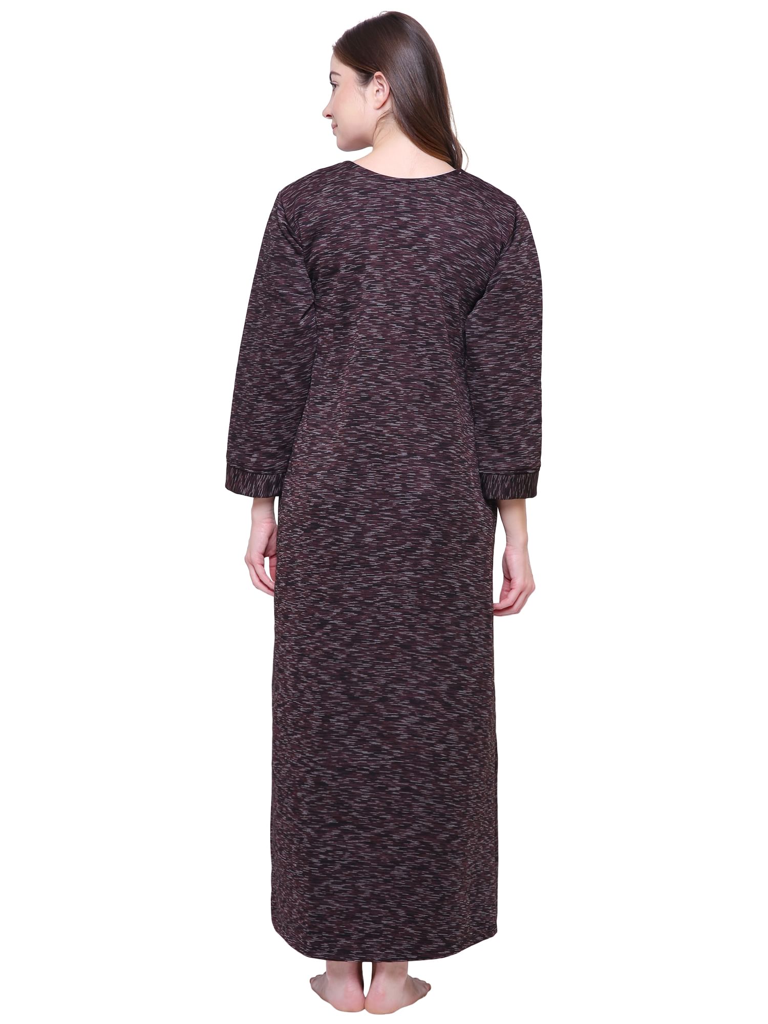 Buy Printed Maroon Woolen Nighty Online at Secret Wish 23632