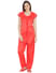 Secret Wish Women's Satin Red Nightsuit Set with Slippers (Red, Free Size)