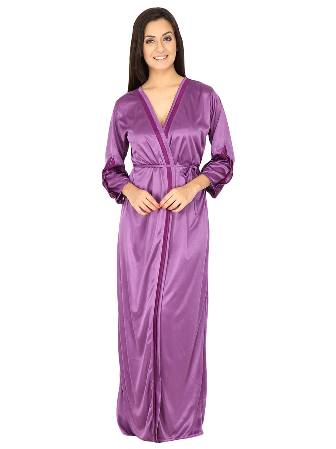 Secret Wish Women's Purple Maxi Nightdress with Robe