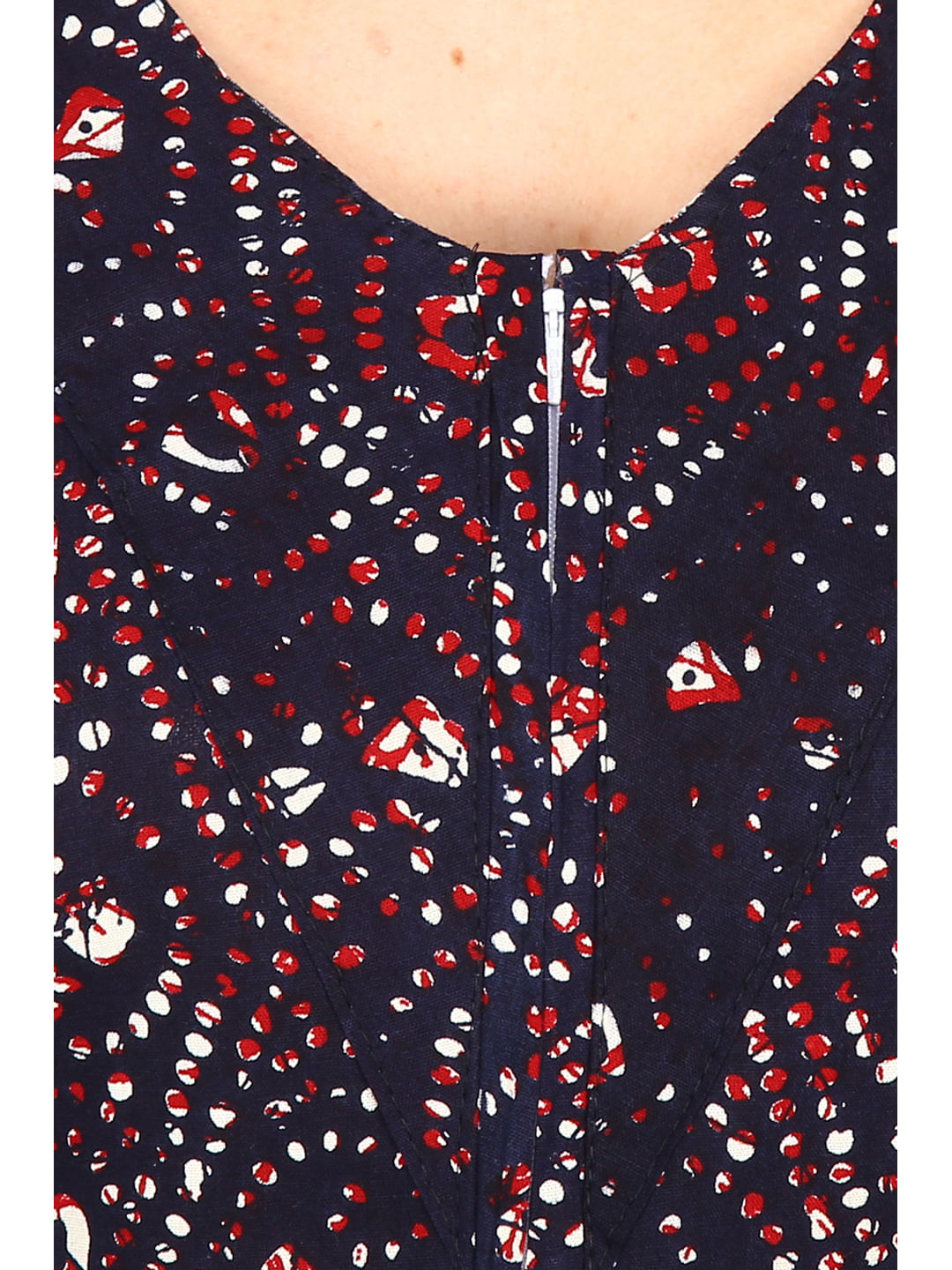 Navy Blue Cotton Printed Nighty (Free Size)