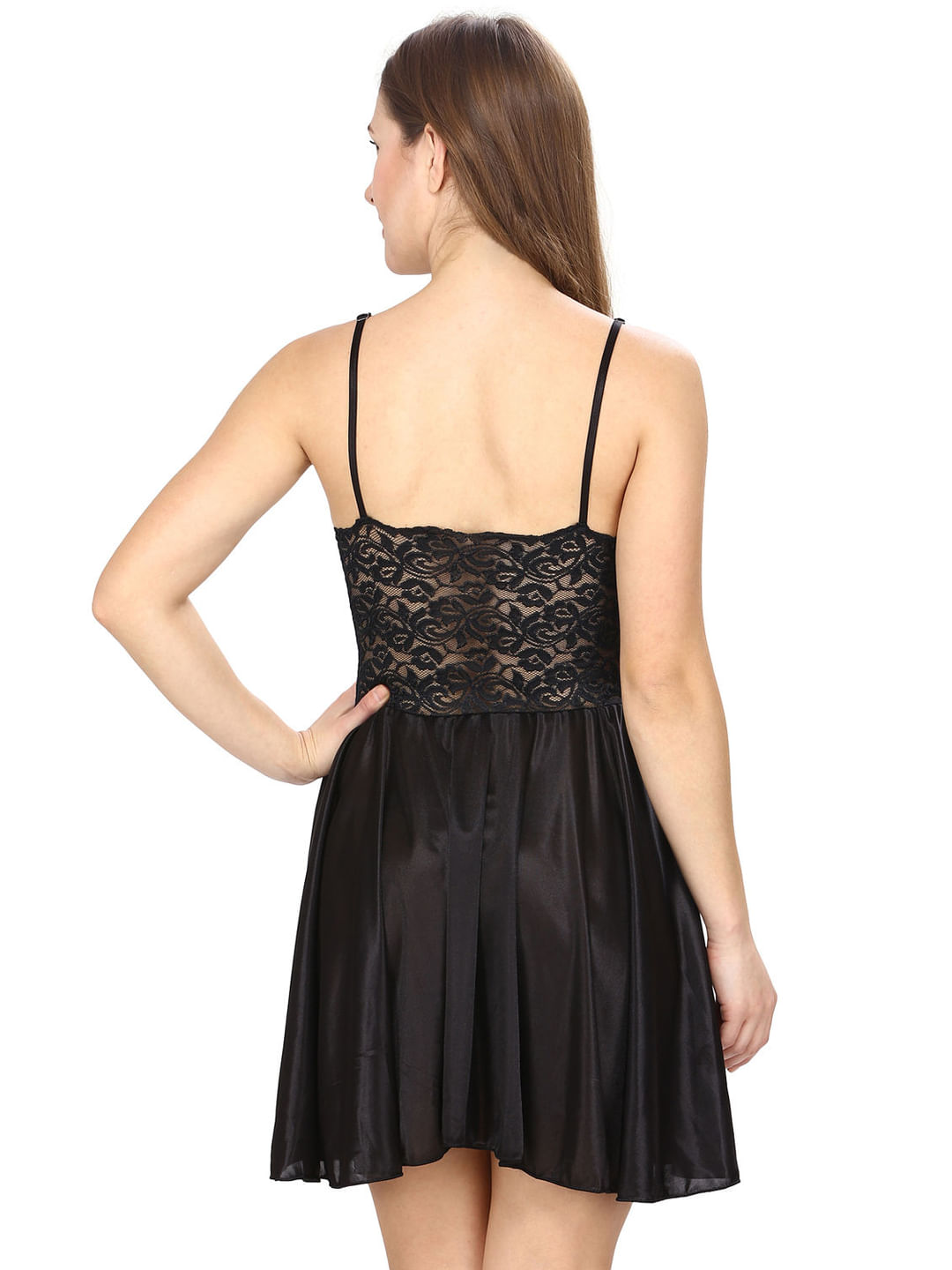 Buy Satin and Lace Black Babydoll Lingerie (Free Size) for Women Online at  Secret Wish