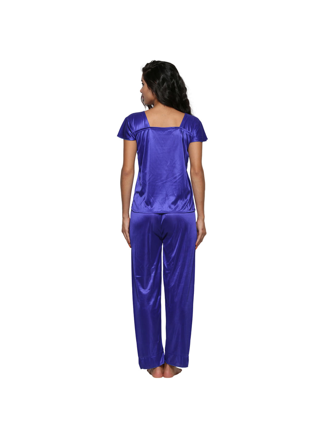 Satin Blue Nighty, Nightdress Set Of 4 (Free Size, BI-19-Purple-FS)