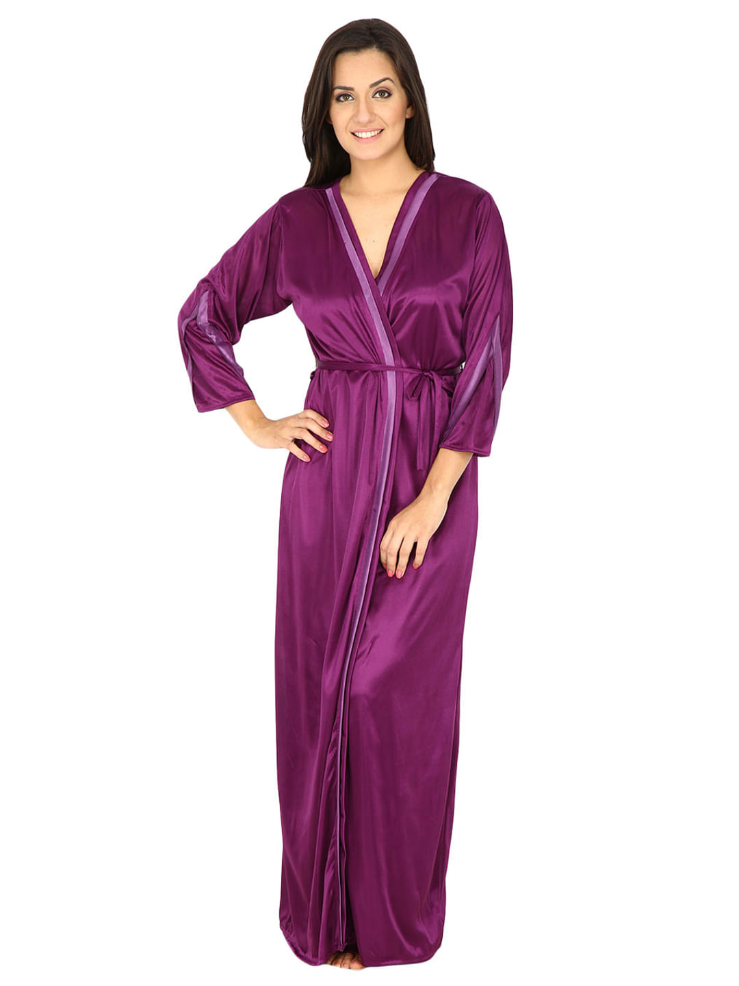 Purple Maxi Nightdress with Robe