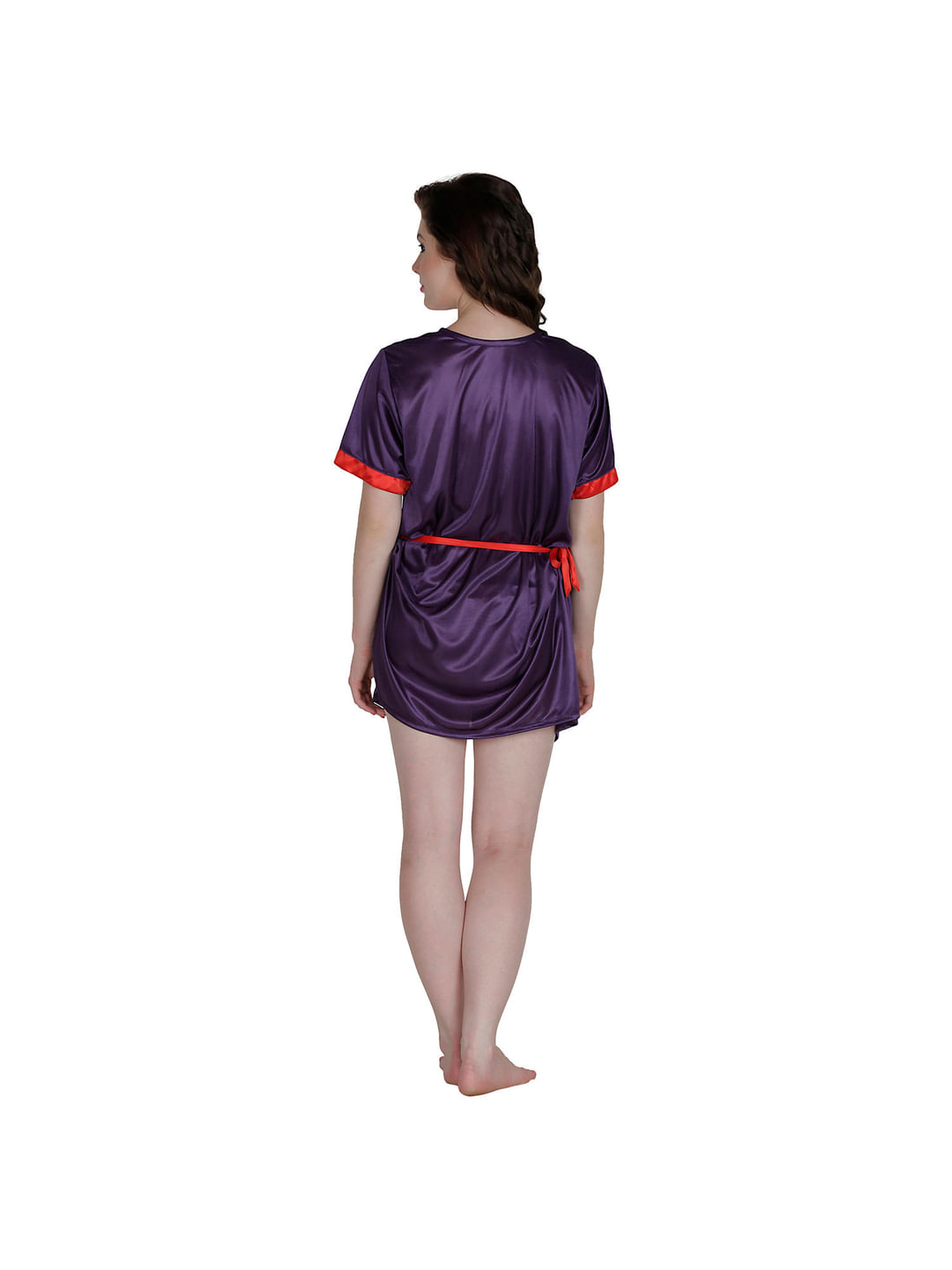 Satin Red, Purple Robe, Housecoat (Free Size, HC-55)