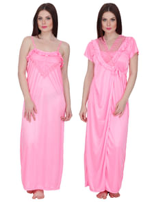 Pink Maxi Nightdress with Robe